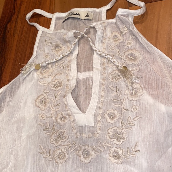 LIKE NEW- VINTAGE ABERCROMBIE KIDS HIGH NECK EMBROIDERED LACE TOP _ GIRLS LARGE - Picture 2 of 4